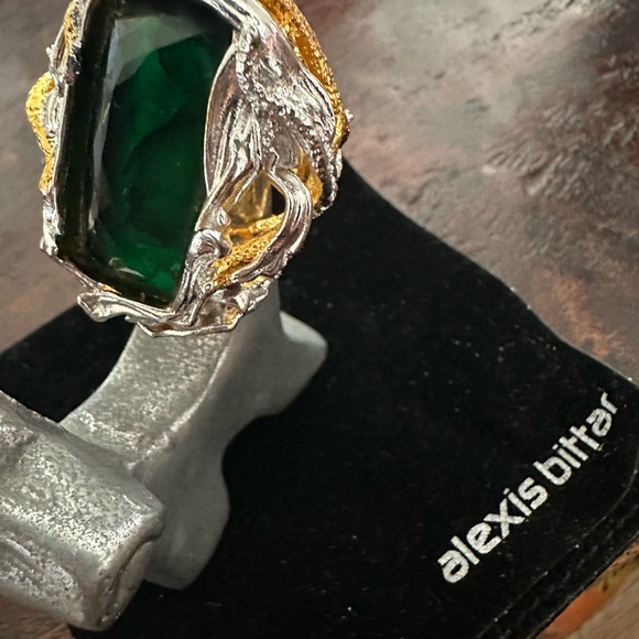 Alexis Bittar Green Stone Ring with Silver and Gold Details - Picture 8 of 9
